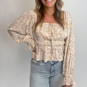 NWT Lucy Paris Rosemary Smocked Top